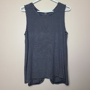 Old Navy Women's Summer Casual Black White Striped Split-Back Tank Top